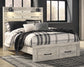 Cambeck Queen Panel Bed with 2 Storage Drawers with Mirrored Dresser