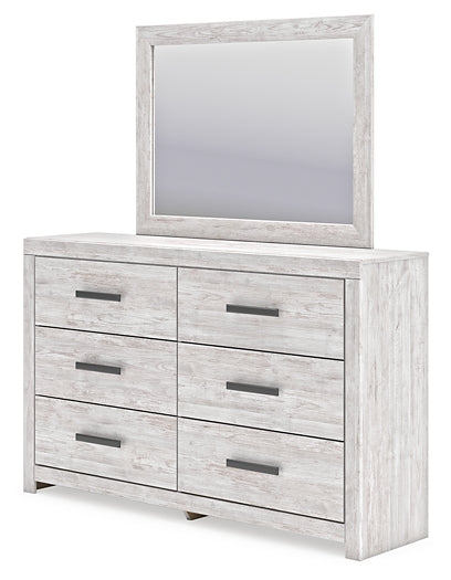 Cayboni Twin Panel Bed with Mirrored Dresser, Chest and 2 Nightstands