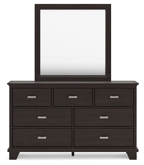 Covetown Twin Panel Bed with Mirrored Dresser, Chest and Nightstand