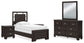 Covetown Twin Panel Bed with Mirrored Dresser and 2 Nightstands