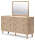 Cielden Queen Panel Bed with Mirrored Dresser and Chest