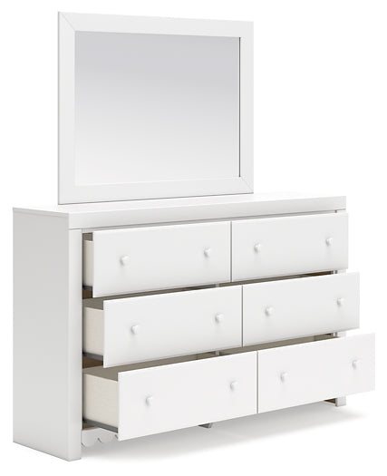 Mollviney Twin Panel Storage Bed with Mirrored Dresser and 2 Nightstands