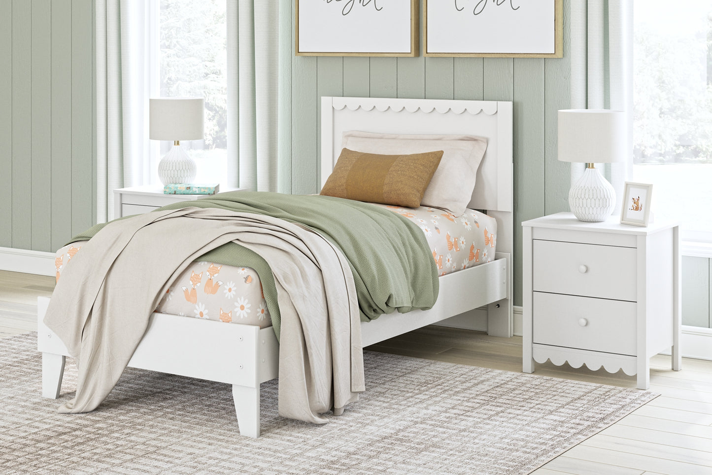 Hallityn Twin Panel Platform Bed with Nightstand