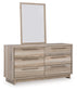 Hasbrick Queen Panel Headboard with Mirrored Dresser and Chest